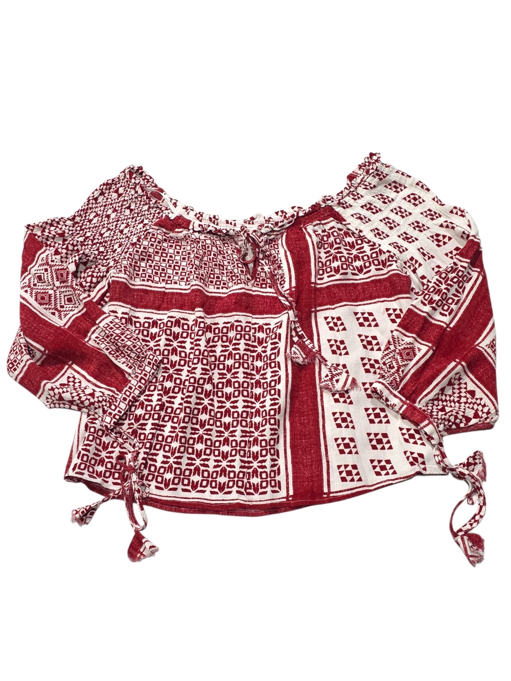 Morgan Claire Boho Crop Top Blouse Shirt Top Size Medium (M) E56